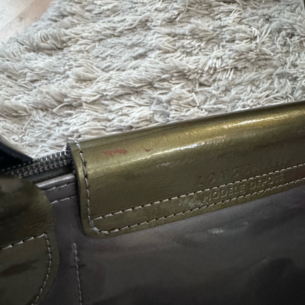 Longchamp Le Pliage Metallic Silver with green accent Elegant Tote Bag - Picture 5 of 14